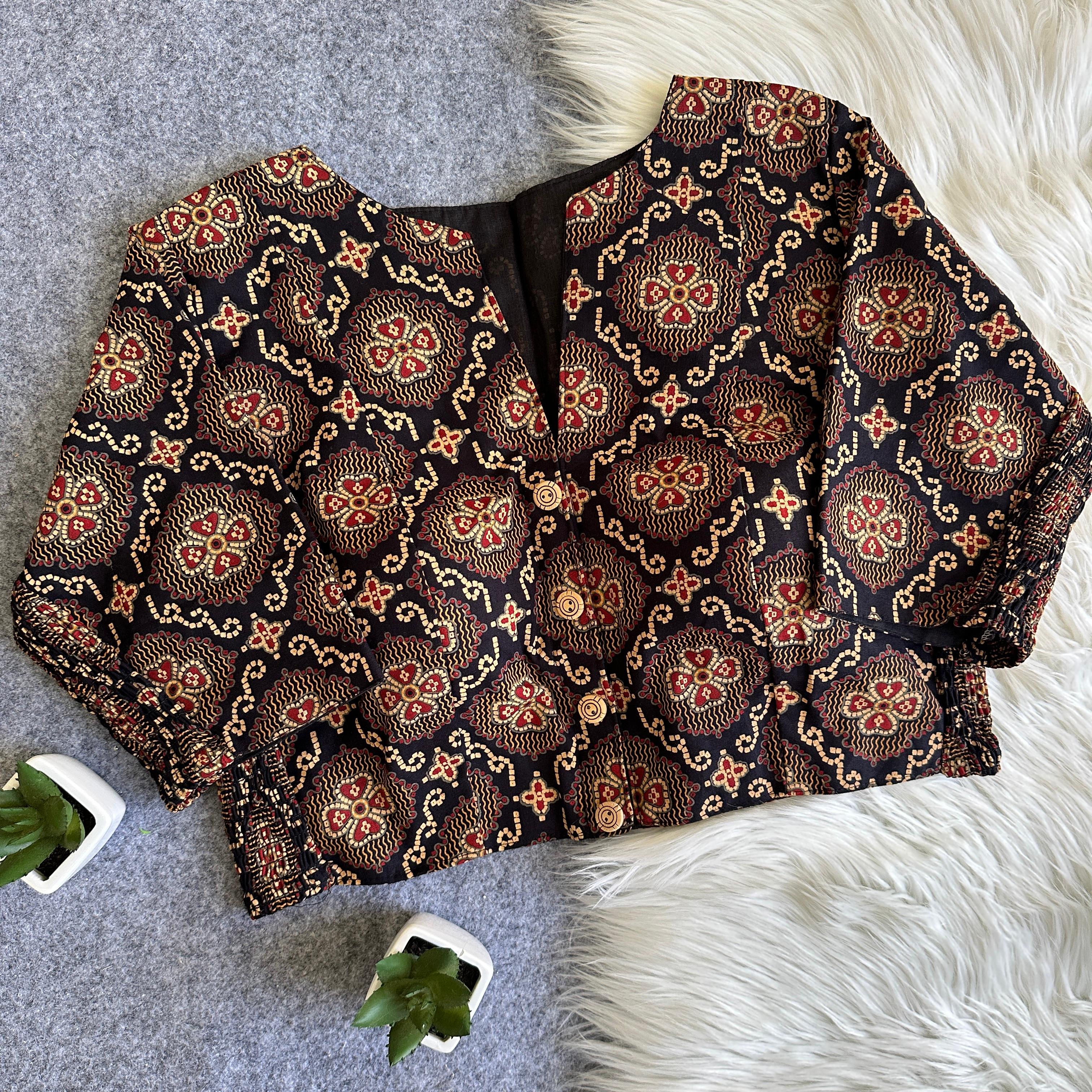 Pure Ajrakh Cotton Flexi-Fit Blouse